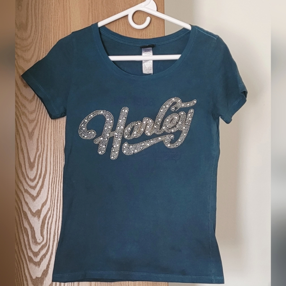 HARLEY DAVIDSON Women Rhinestoned Tie-Dye Tee XS